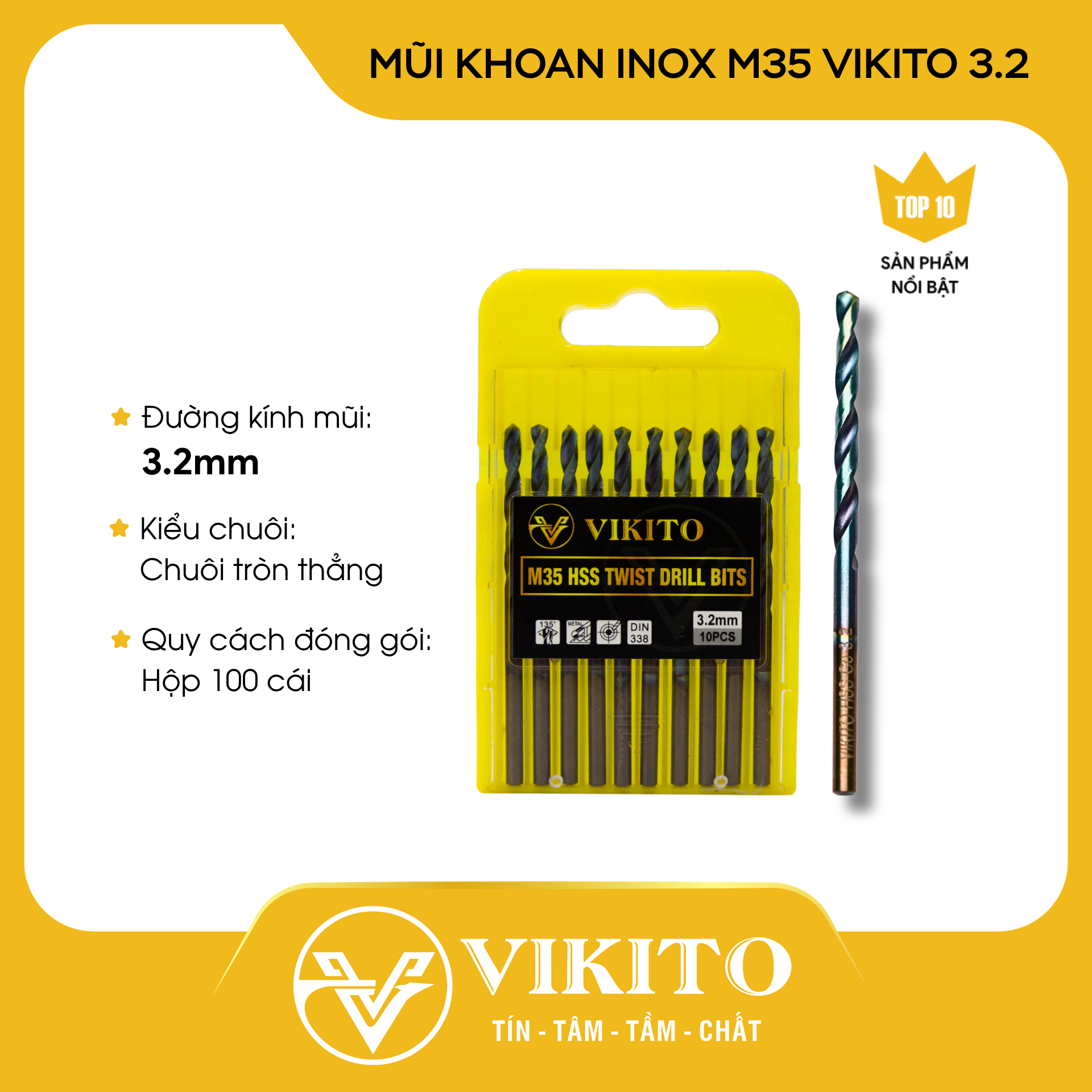 Mũi khoan inox M35 VIKITO 3.2